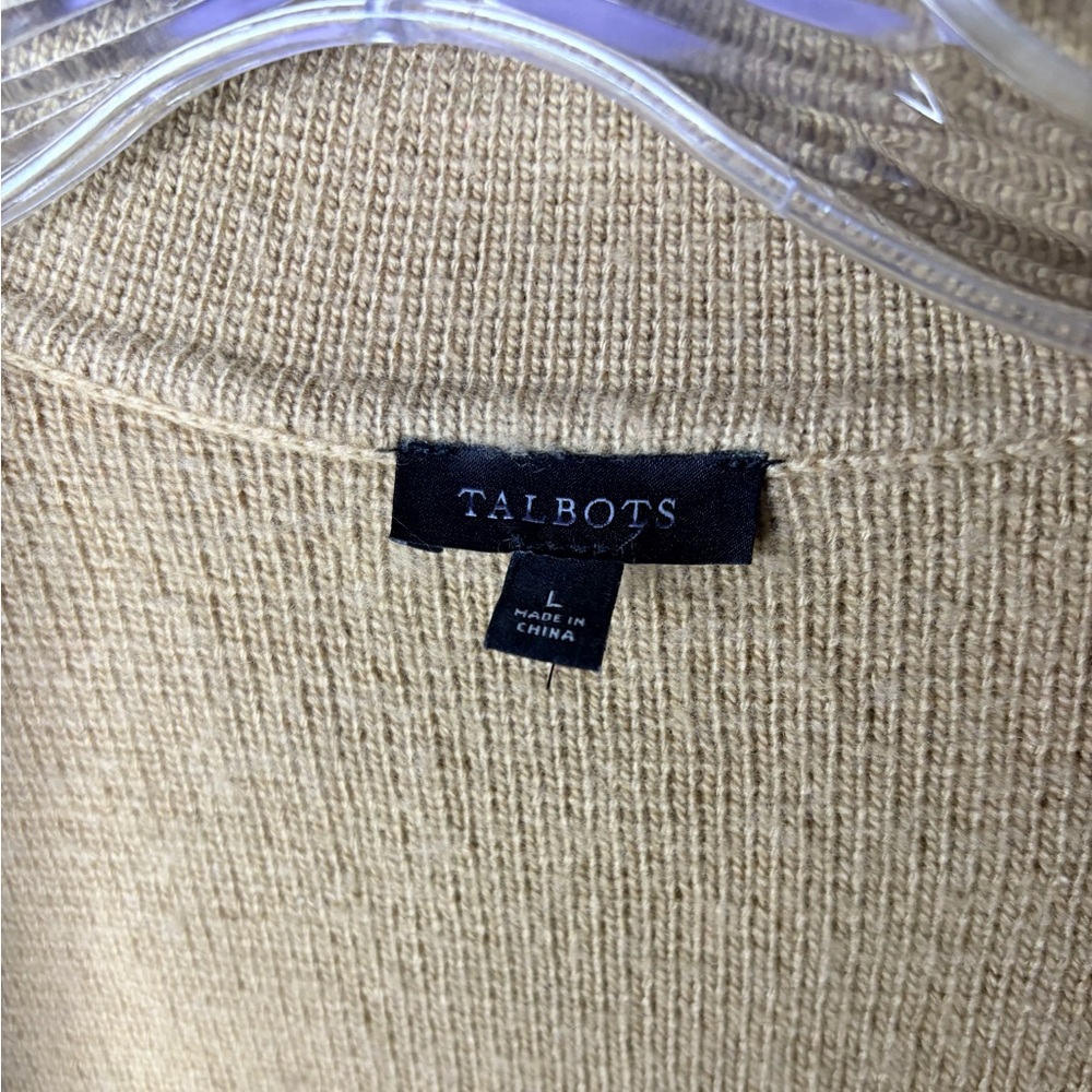 Talbots Beige Wool Blend Long Cardigan‎ L Minimal Classic Old Money - Picture 4 of 7